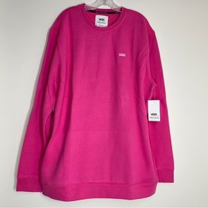 Vans ComfyCush Crewneck Sweatshirt Size XXL Barbiecore Shocking Pink w/ Pockets